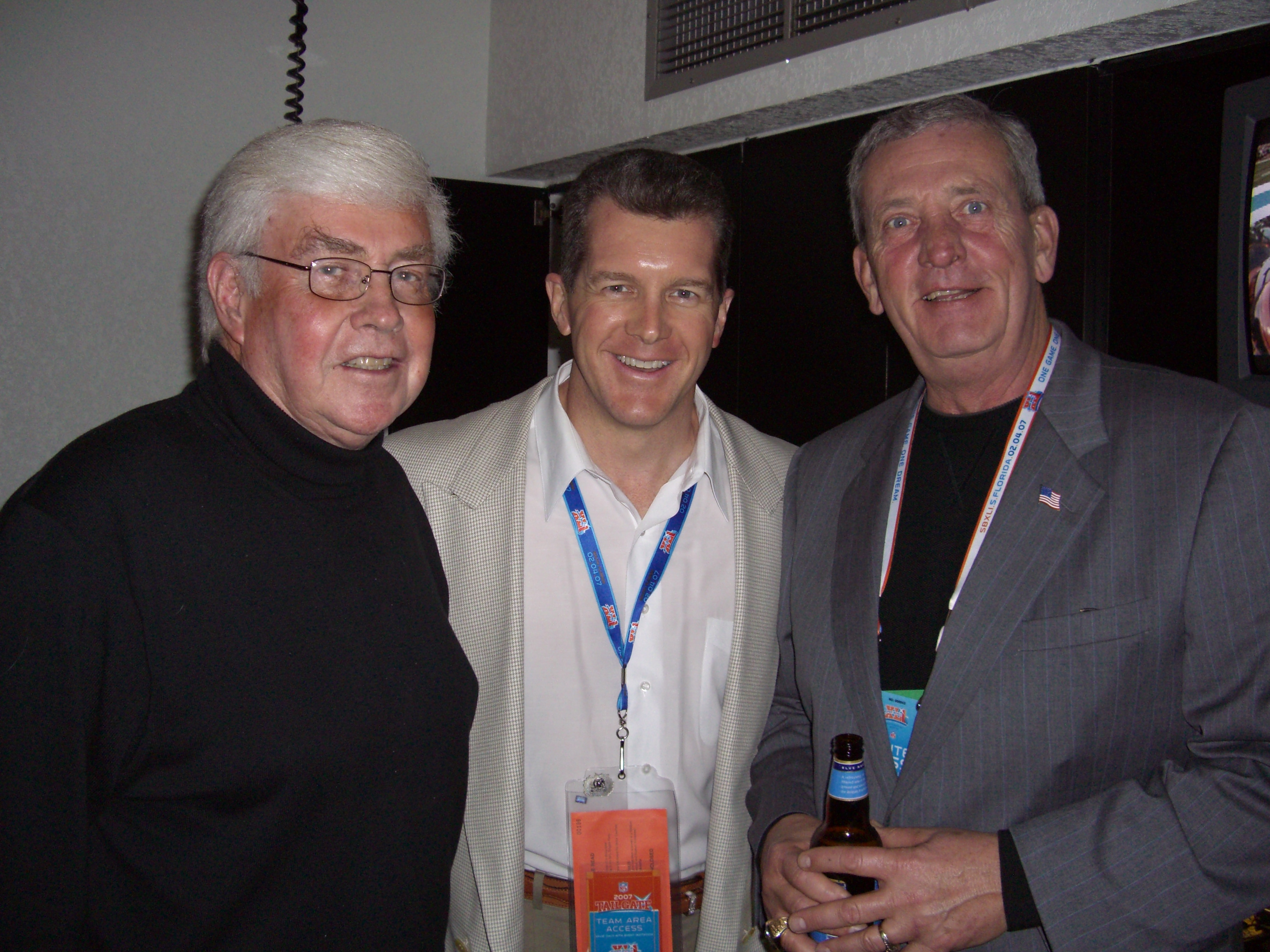 Super Bowl XLI with two of America's great team builders. L to R: the late Rep Jack Kemp (Pro Football QB), Ted Sunquist, and General Tommy Franks (US Army)